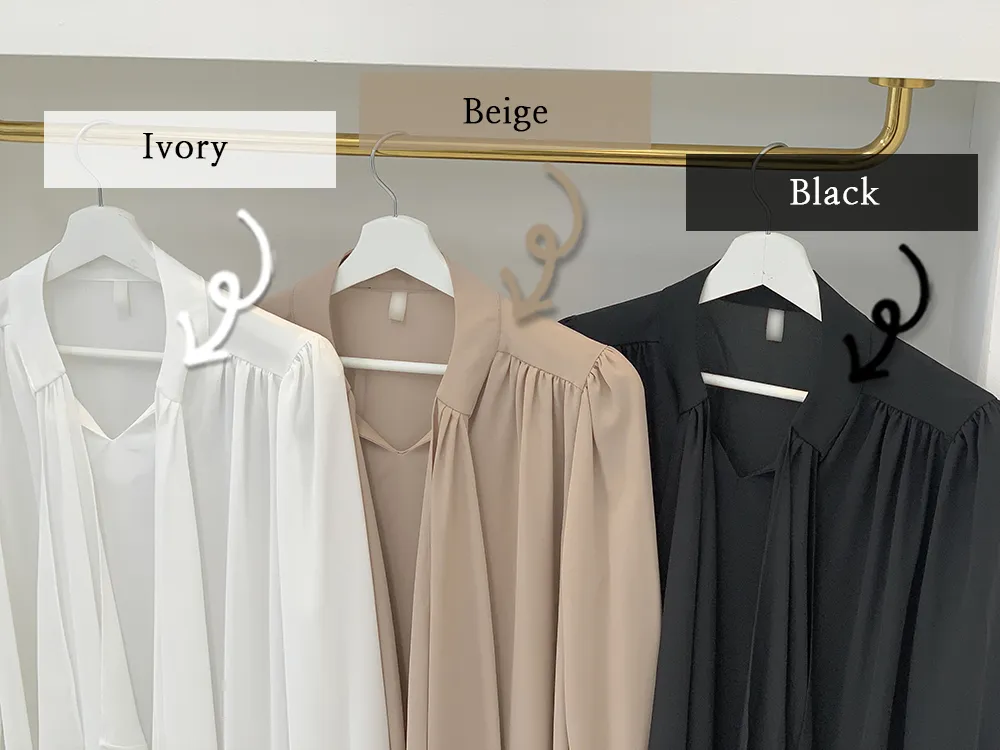 シャーリングショルダーボウタイブラウス | audreybubble | 詳細画像2