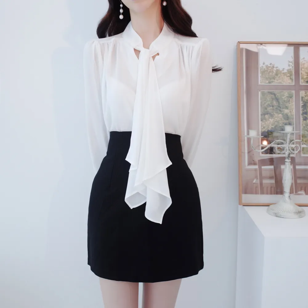シャーリングショルダーボウタイブラウス | audreybubble | 詳細画像5