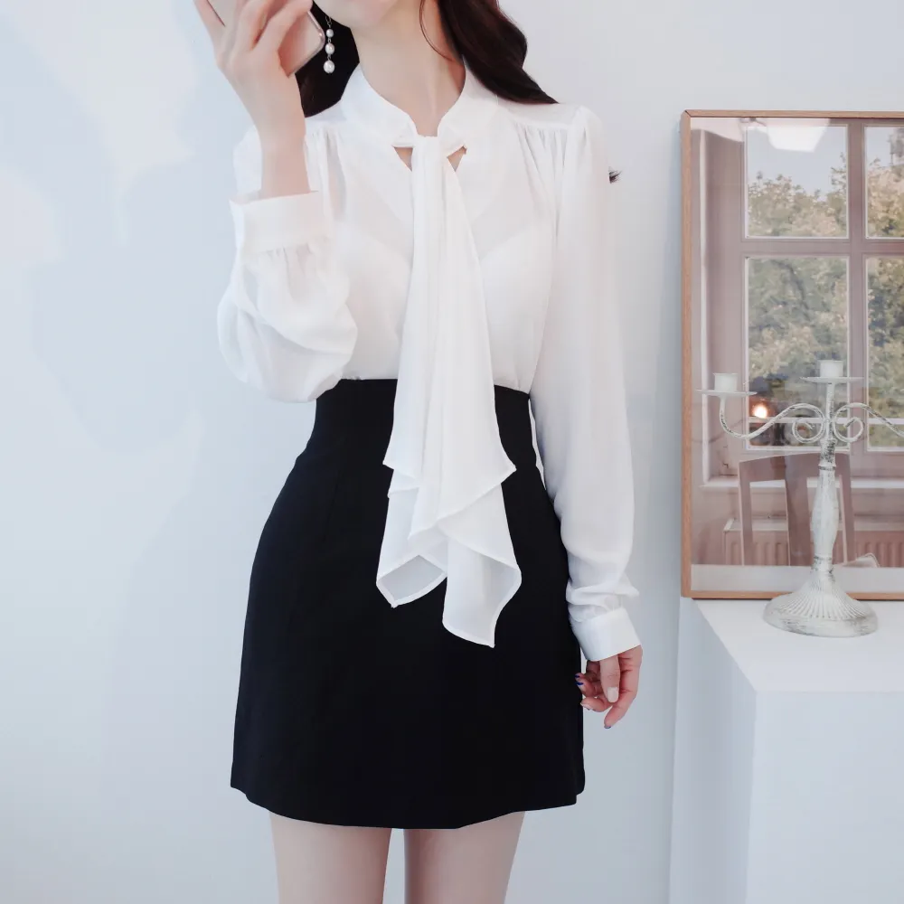 シャーリングショルダーボウタイブラウス | audreybubble | 詳細画像7