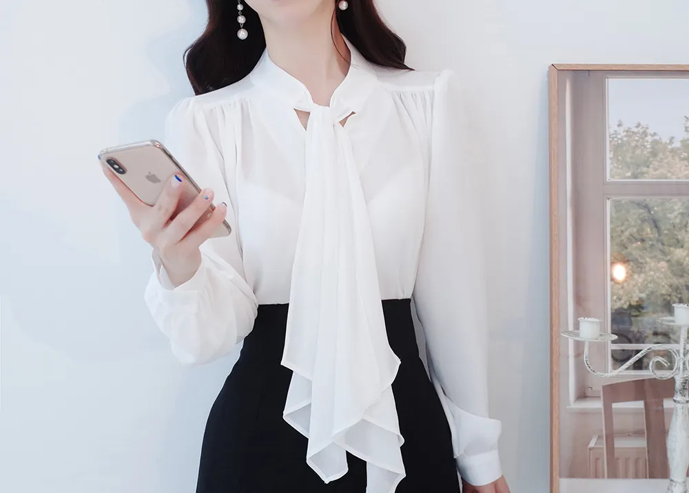 シャーリングショルダーボウタイブラウス | audreybubble | 詳細画像8