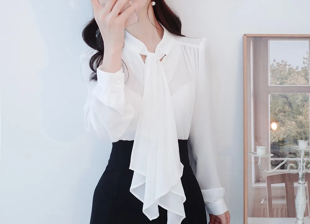 シャーリングショルダーボウタイブラウス | audreybubble | 詳細画像10