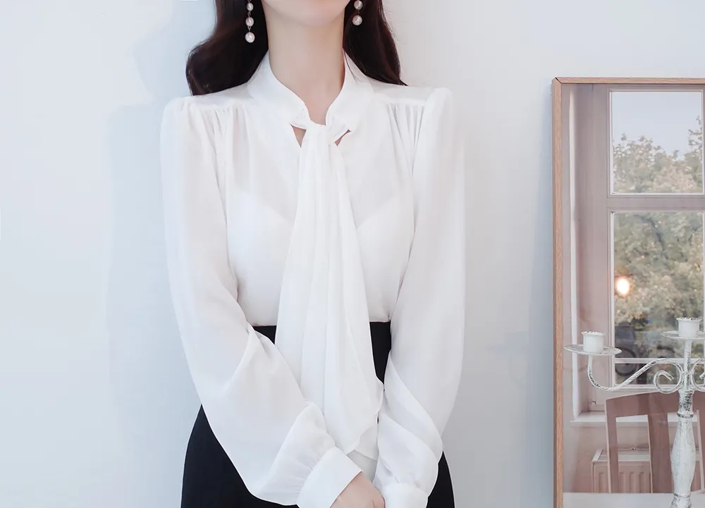 シャーリングショルダーボウタイブラウス | audreybubble | 詳細画像11