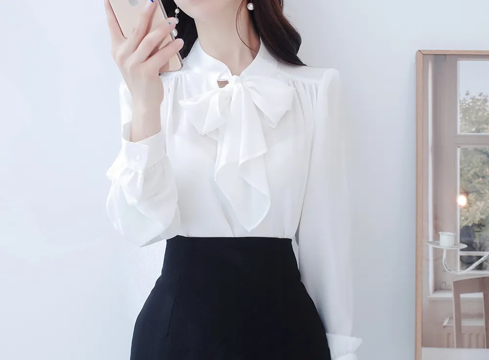 シャーリングショルダーボウタイブラウス | audreybubble | 詳細画像12