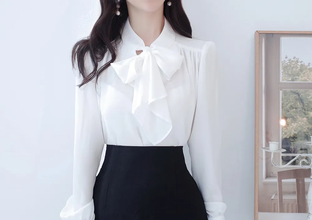 シャーリングショルダーボウタイブラウス | audreybubble | 詳細画像13