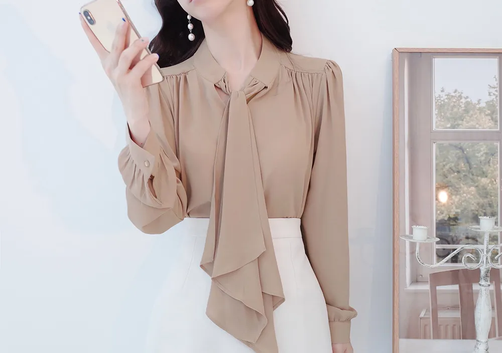 シャーリングショルダーボウタイブラウス | audreybubble | 詳細画像15