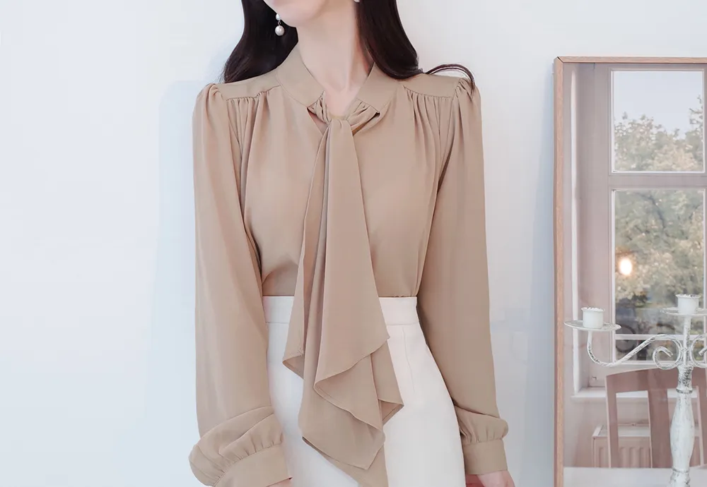 シャーリングショルダーボウタイブラウス | audreybubble | 詳細画像16