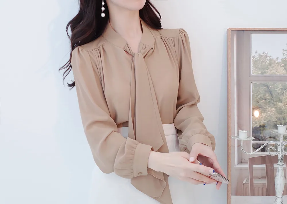 シャーリングショルダーボウタイブラウス | audreybubble | 詳細画像17