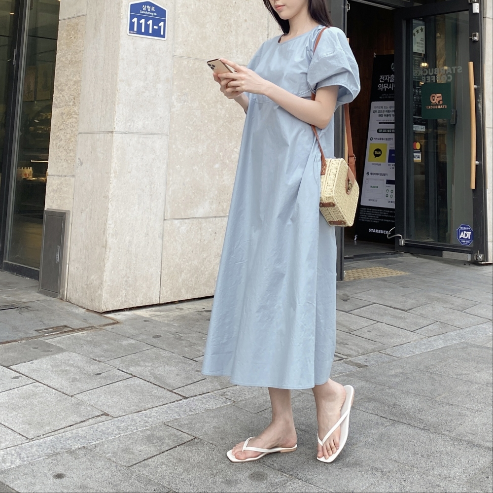 パフスリーブAラインワンピース | レディースファッション通販 - DHOLIC