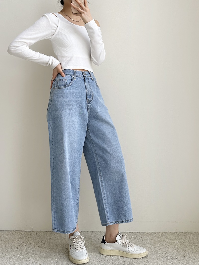 クロップドイージーワイドデニムパンツ | レディース