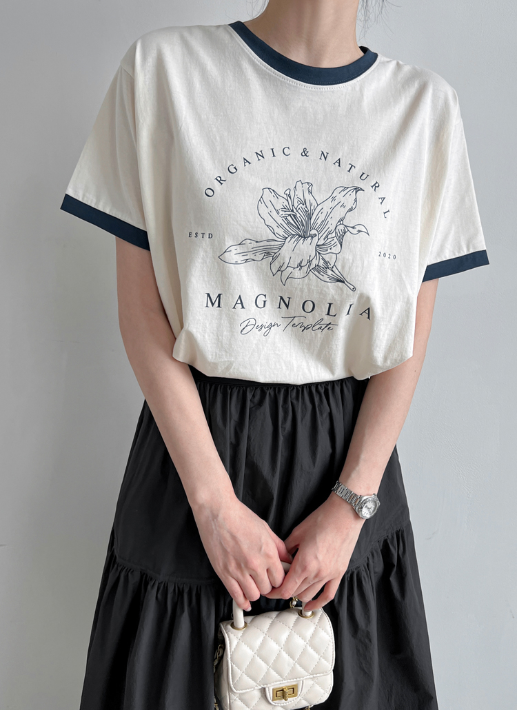 配色フラワー半袖Tシャツ | レディースファッション通販 - DHOLIC