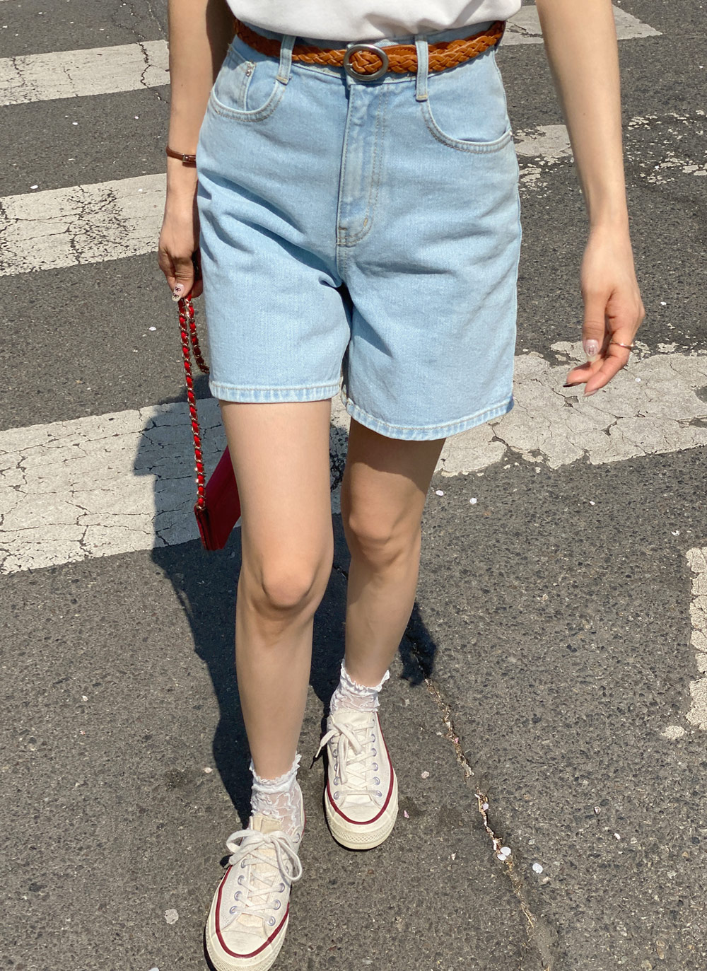 rick owensDRKSHDWハイウエストデニムショートパンツ ピンク