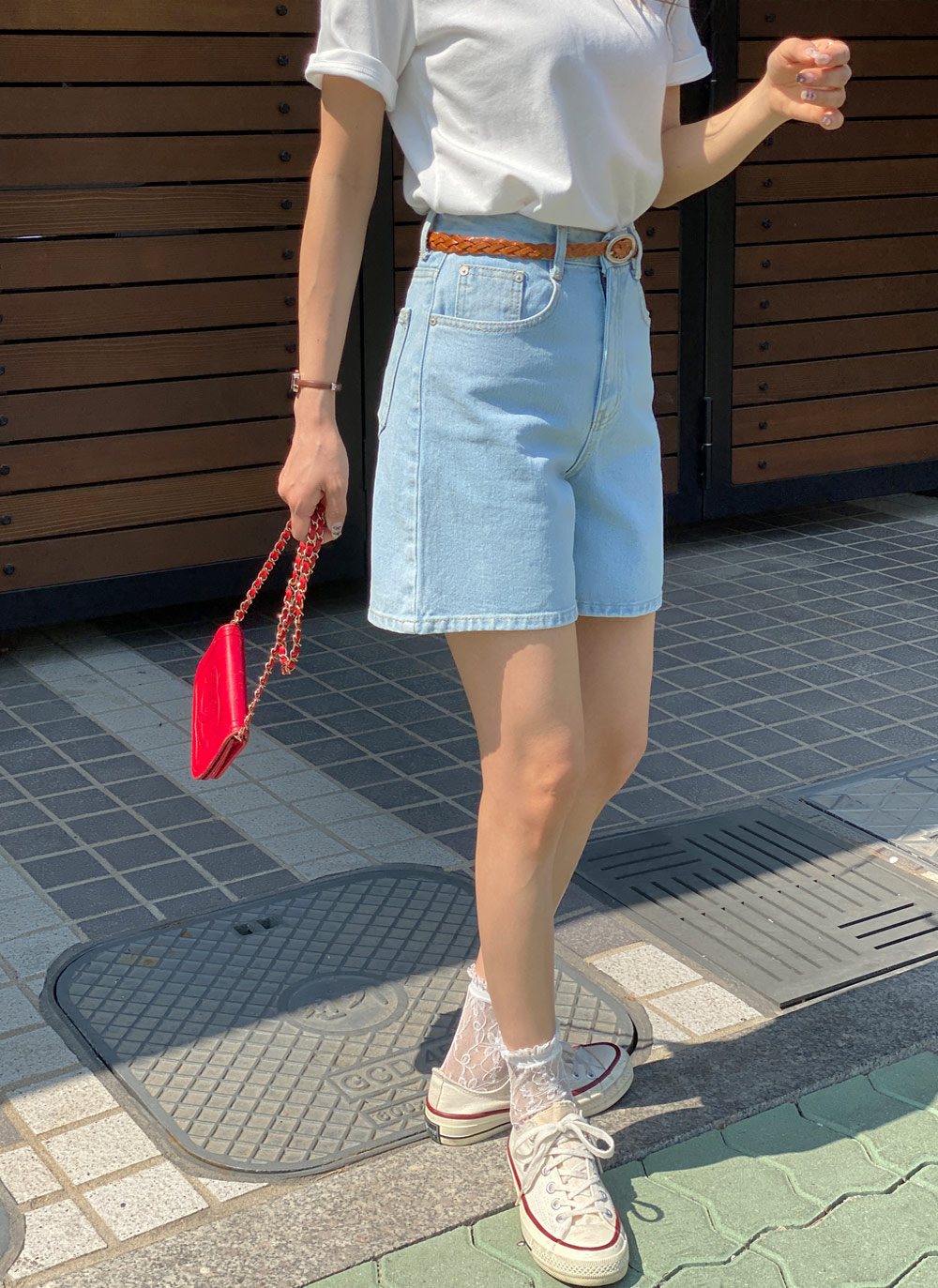 ショートパンツ デニム レディース 【ブルー・M】 ホットパンツ