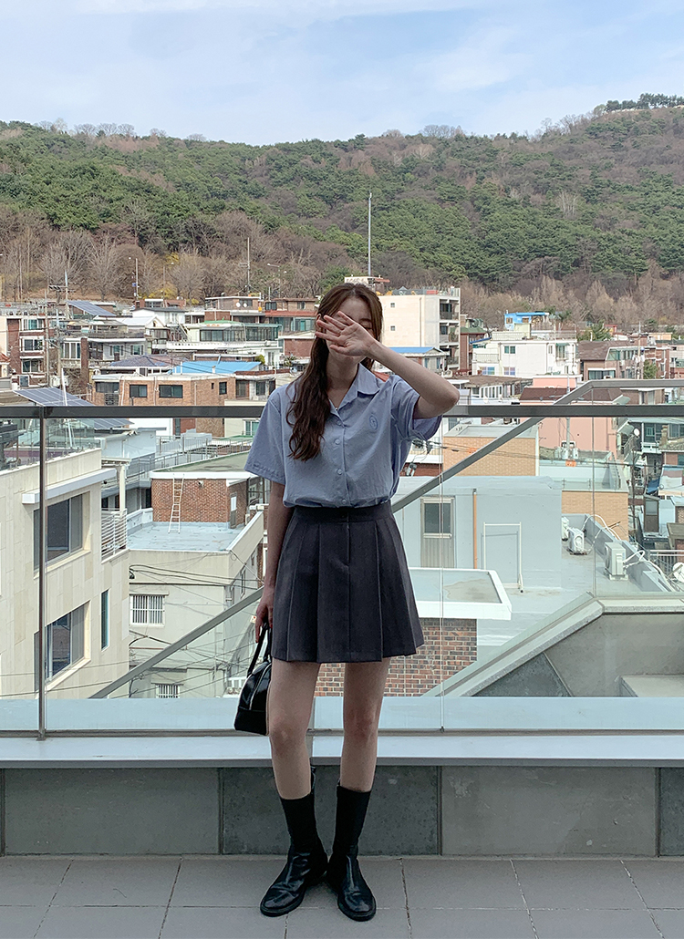 オープンカラーサークルロゴ半袖シャツ | レディースファッション通販