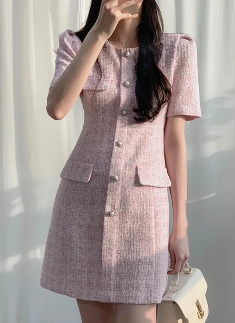 ツイード半袖ミニワンピース | レディースファッション通販 - DHOLIC 