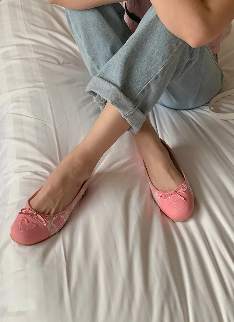 配色ハートリボンフラットシューズ | byclothes | 詳細画像1