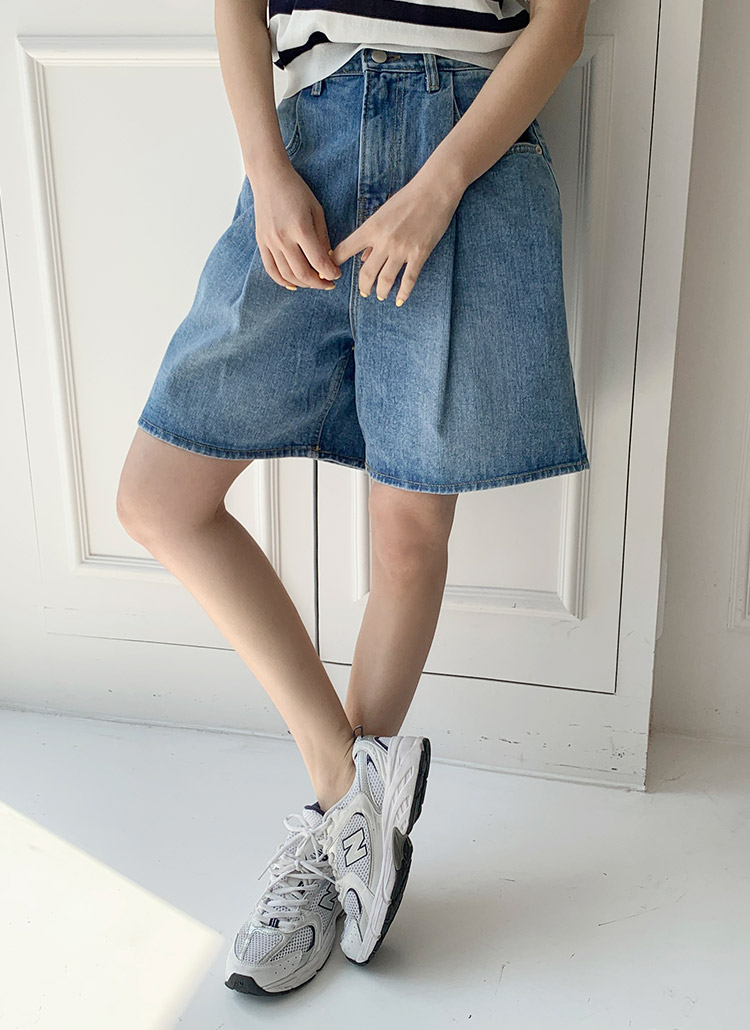  デニムショートパンツ W35 ワイド5分丈ショートデニムパンツ | レディースファッション通販 - DHOLIC