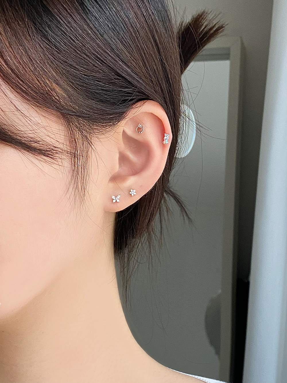 シルバーバタフライガーデニングピアス4SET(片耳用) | レディース