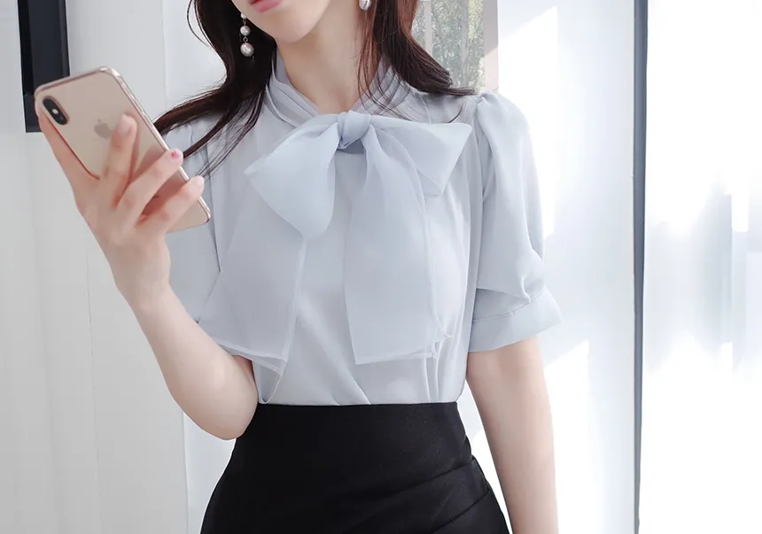 オーガンジーリボンパフ袖ブラウス | audreybubble | 詳細画像11