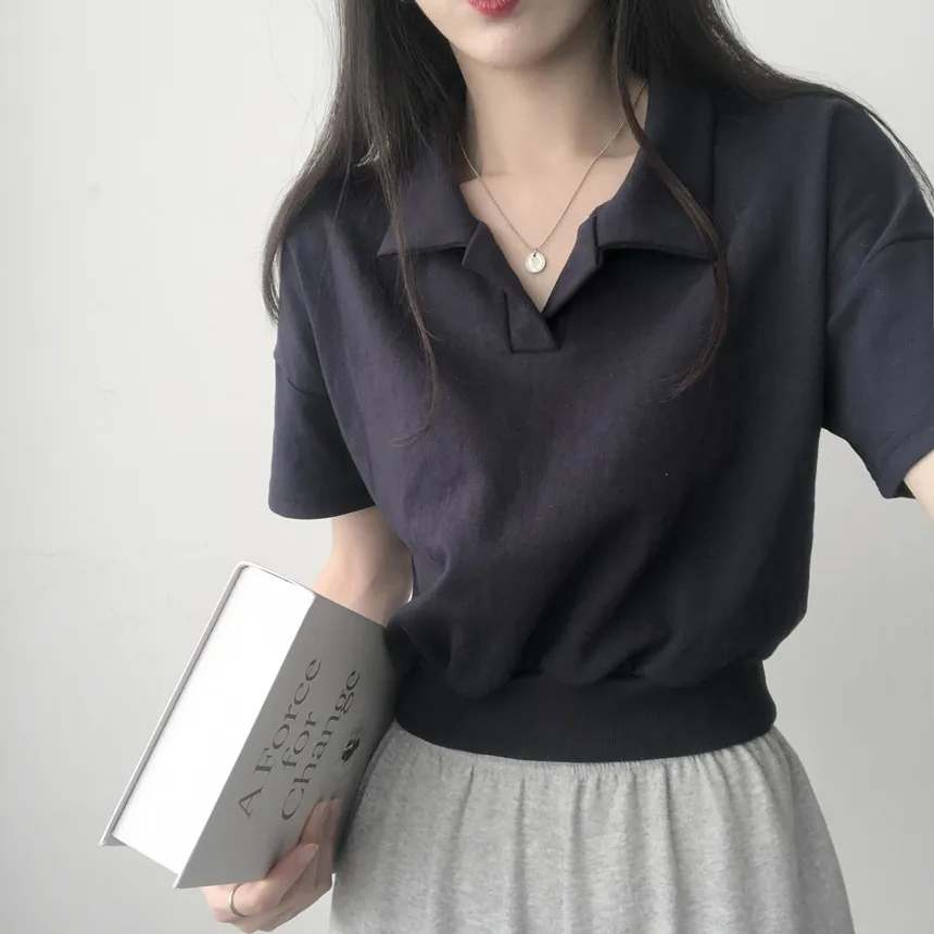 カラーネッククロップドTシャツ | lilisense | 詳細画像1