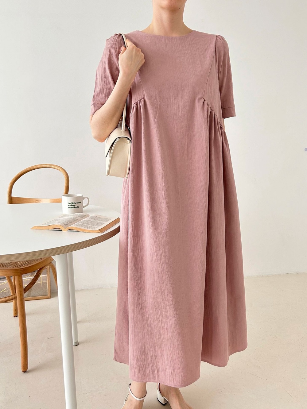 ギャザーラウンドワンピース | レディースファッション通販 - DHOLIC