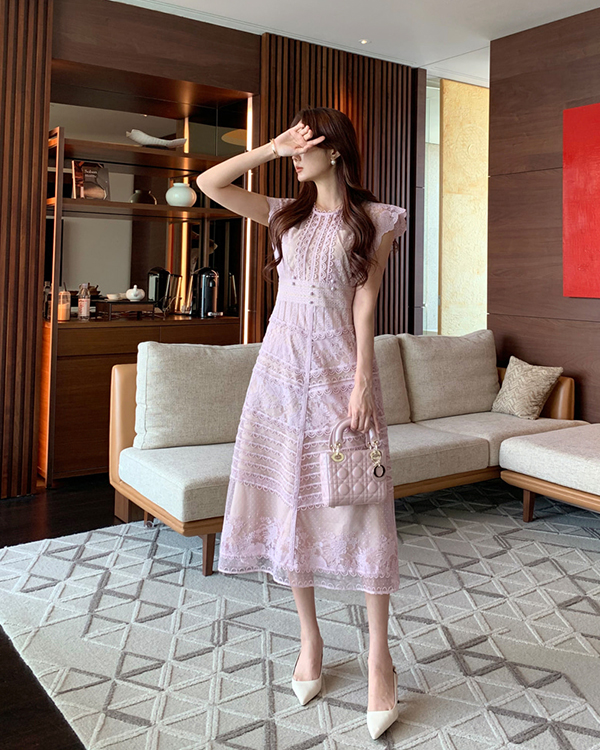 シースルーパターンレースワンピース | レディースファッション通販