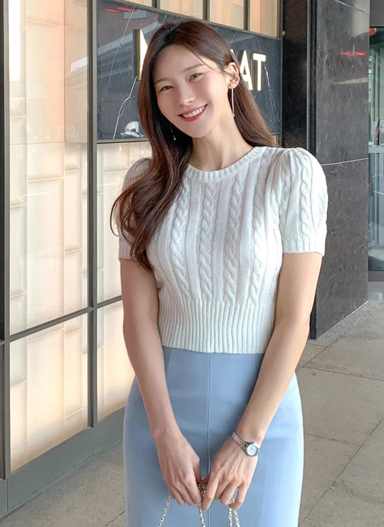 ケーブル半袖ニット | レディースファッション通販 - DHOLIC 