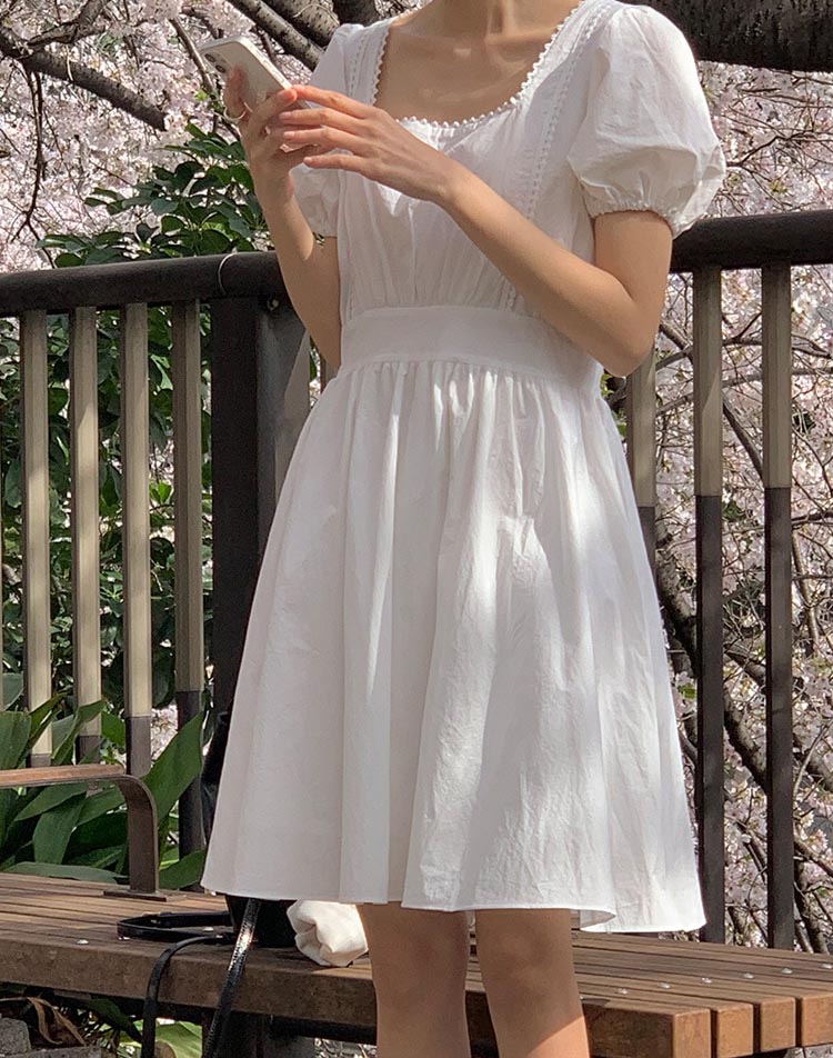 styling/｜リバーレースパフスリーブワンピース