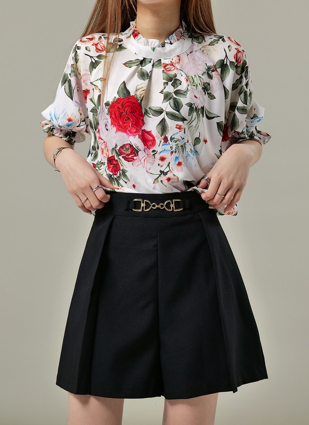 花柄シャーリング半袖ブラウス | DHOLIC | 詳細画像11