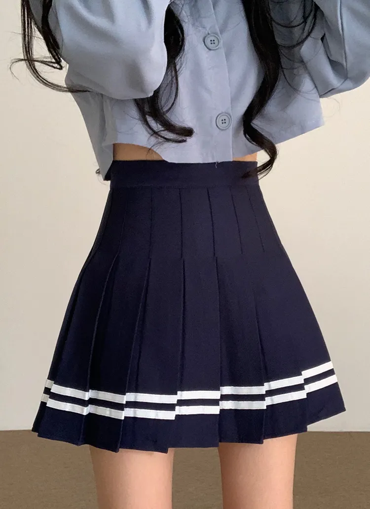 配色ツーラインプリーツスカート | moodloveroom | 詳細画像1