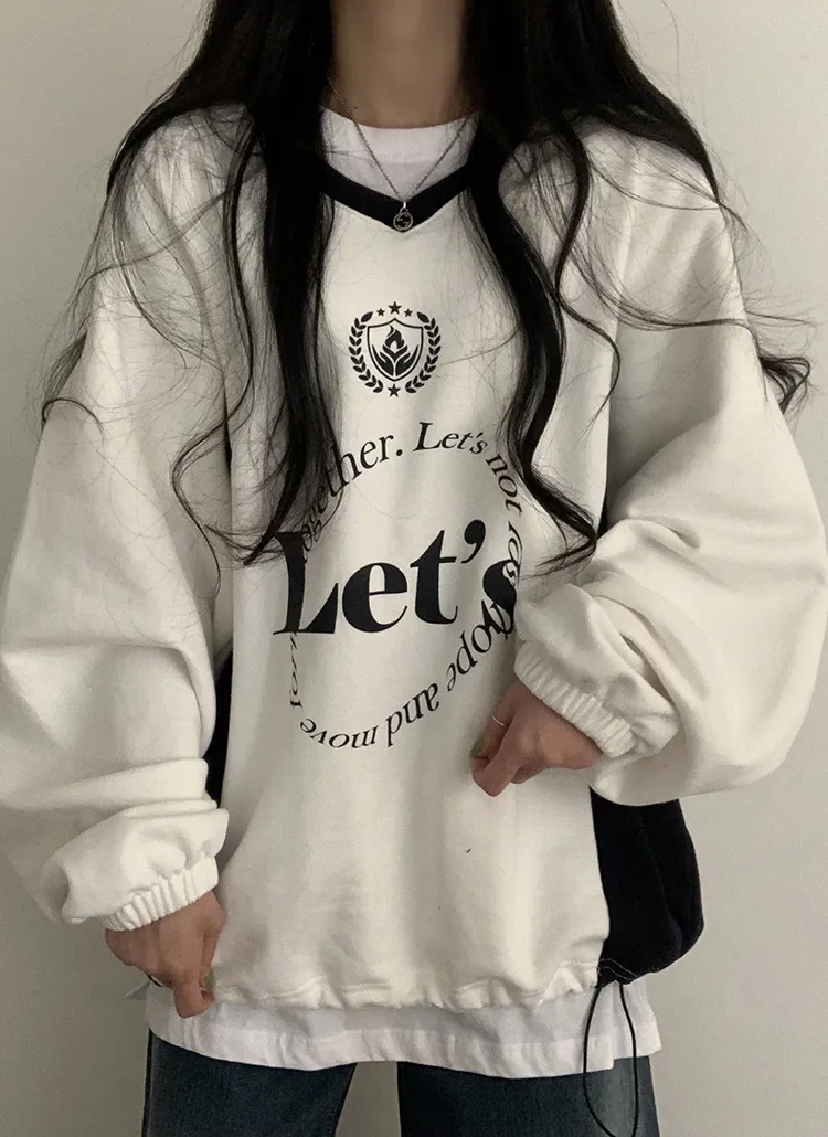 ロゴVネック配色スウェット | moodloveroom | 詳細画像1