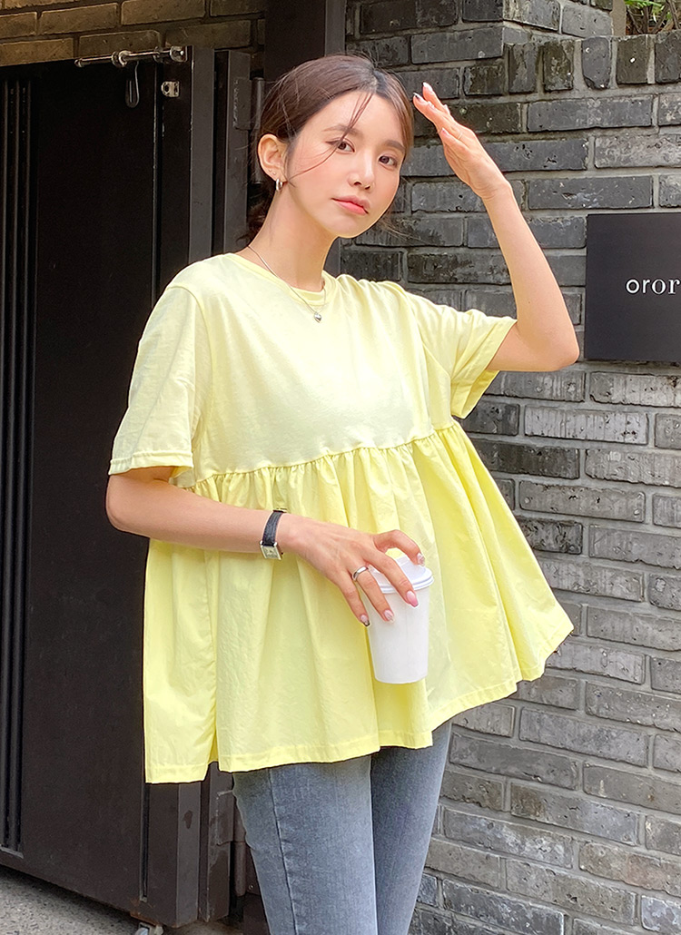 tシャツ パールバルーンスリーブドッキングペプラムTシャツ レディース fifth tシャツ ペプラムパールドッキングトップス レディース