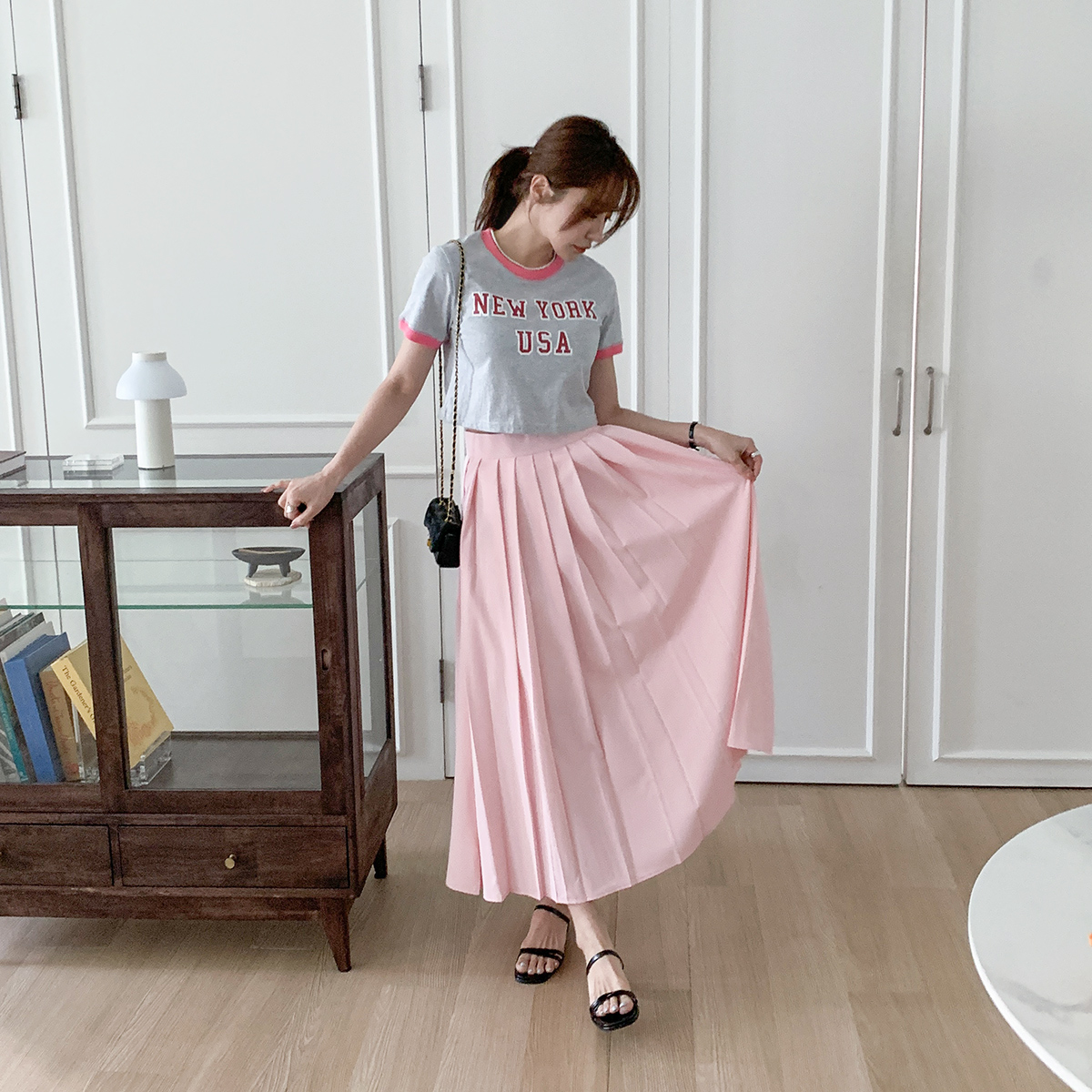 レタリングTシャツ&プリーツスカートSET | レディースファッション通販