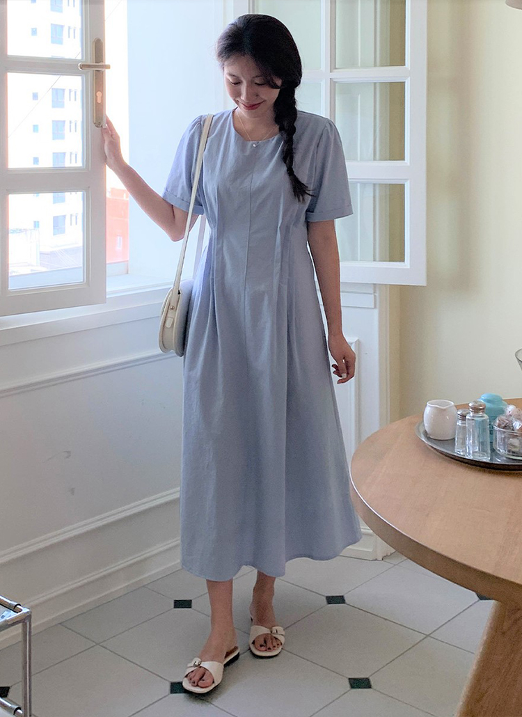 ウエストタック半袖ワンピース | レディースファッション通販 - DHOLIC