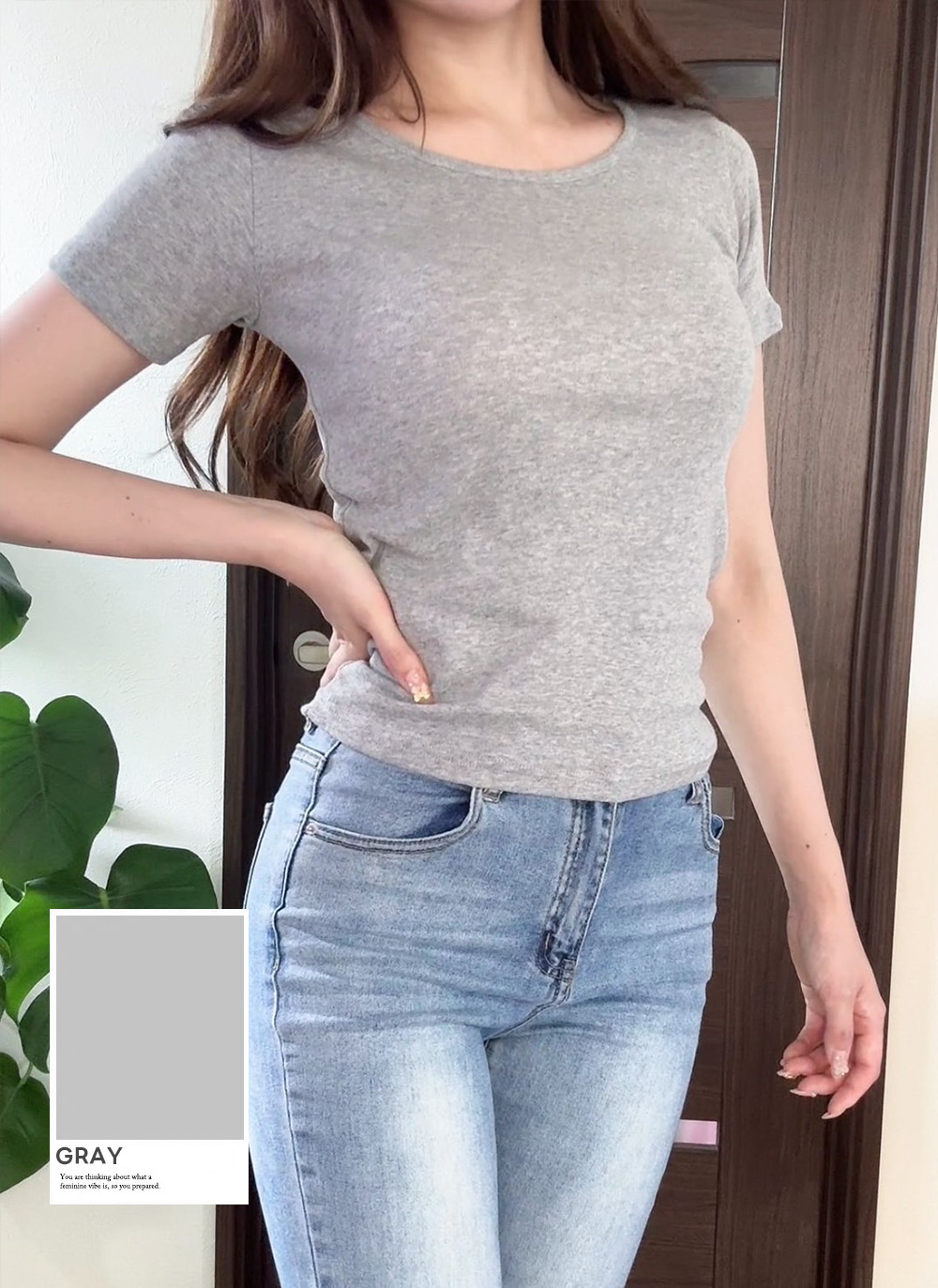 Uネックコットン半袖Tシャツ | DHOLIC | 詳細画像7