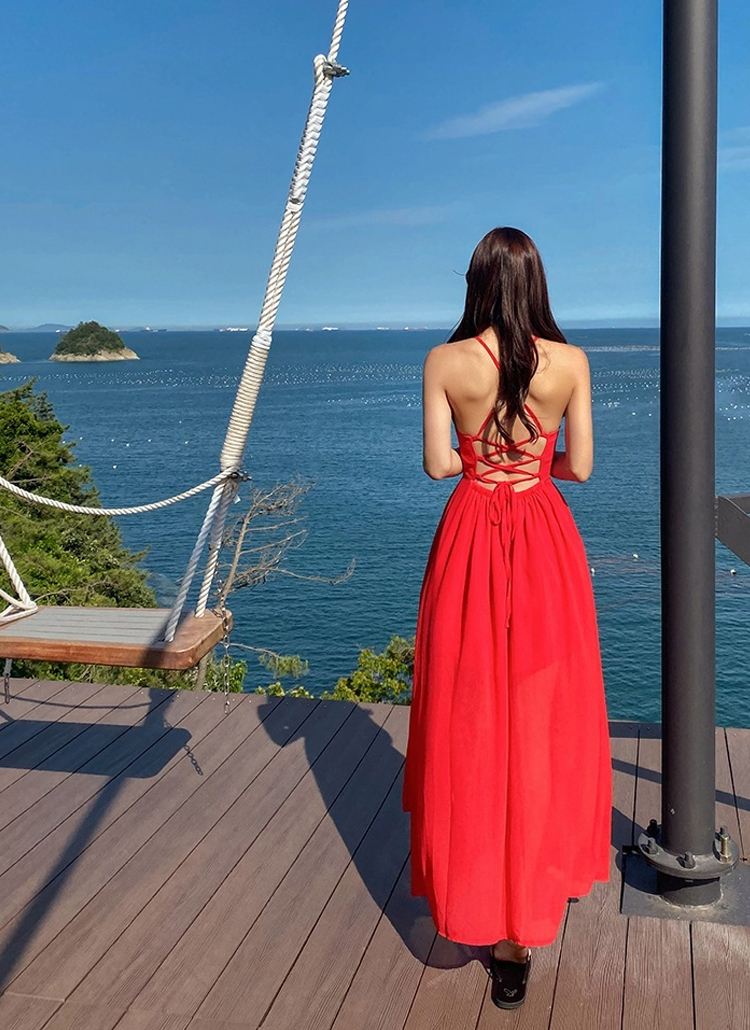 バッククロスレースアップキャミワンピース | レディース