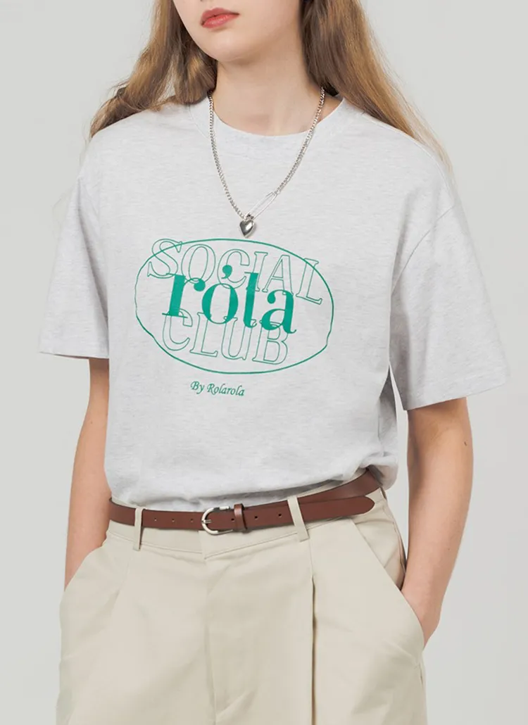 アウトラインロゴ半袖Tシャツ(ライトグレー) | rolarola | 詳細画像1