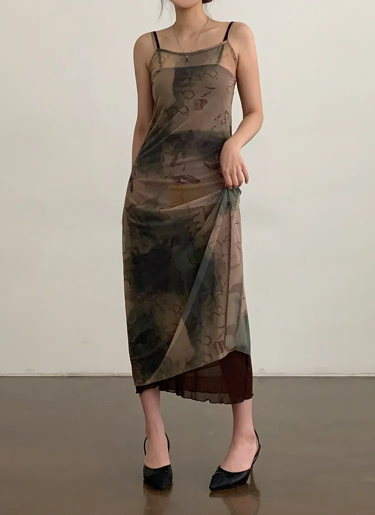 シースルーワンピース&パターンキャミワンピースSET | レディース 