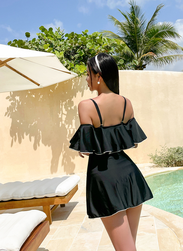 フリルストラップオフショルワンピース水着 | レディースファッション