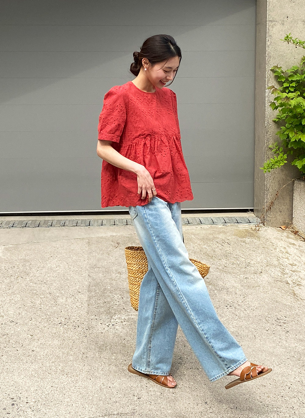 ライトブルーワイドデニムパンツ | レディースファッション通販