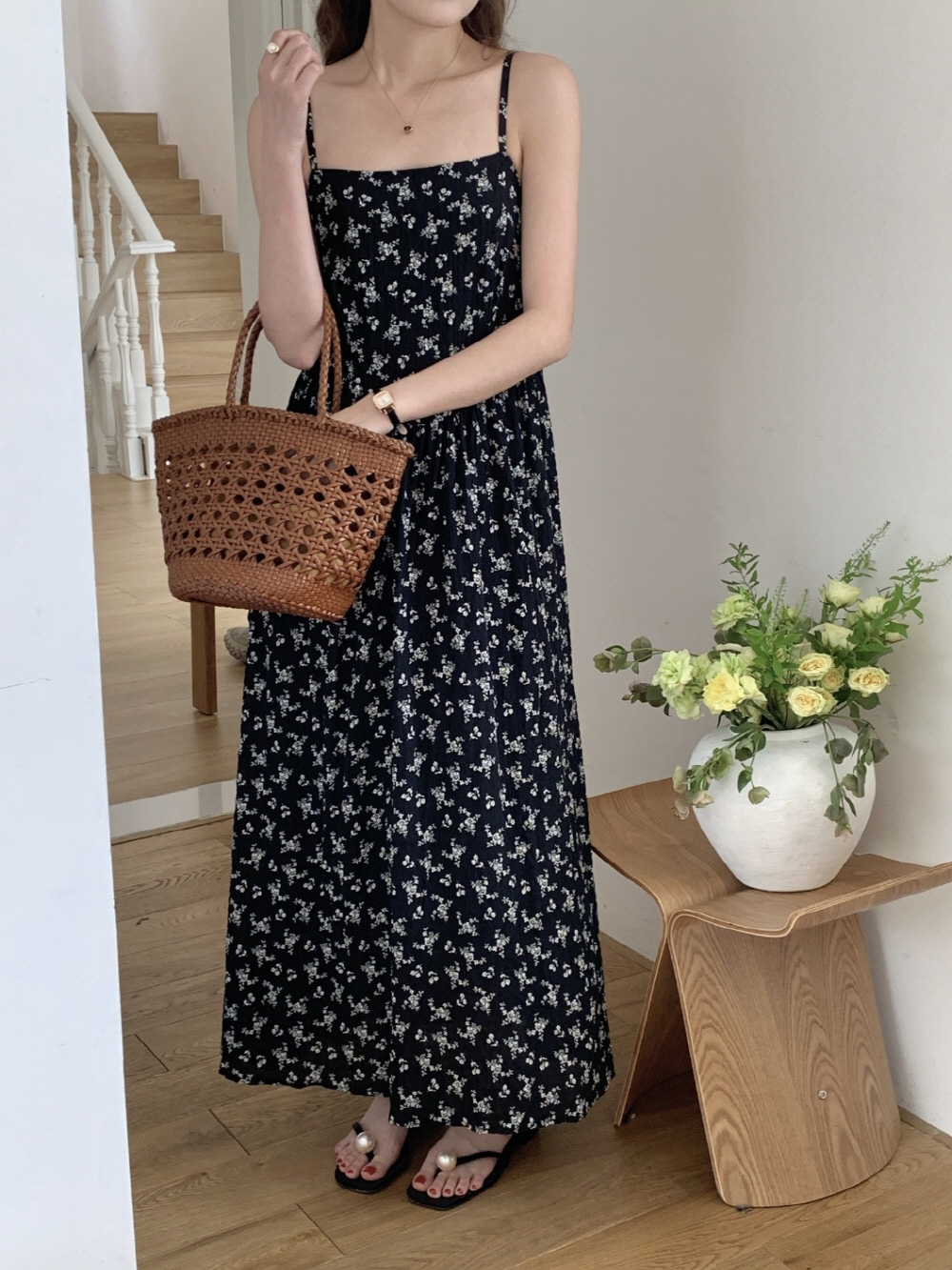 CHICWISH(シックウィッシュ)｜花柄シャーリングキャミドレス ANOTHER BRANCH OLIVE des OLIVE/小花柄シャーリングキャミ