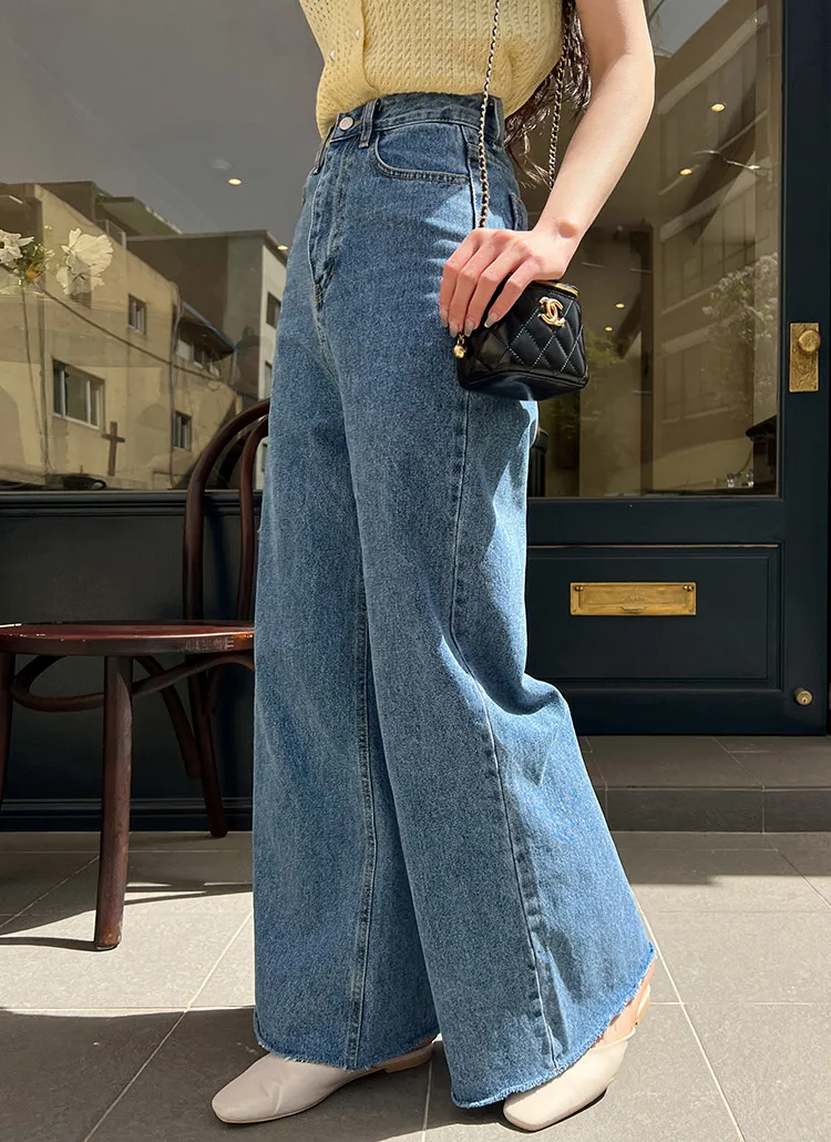 切りっぱなしワイドデニムパンツ | レディースファッション通販 - DHOLIC 