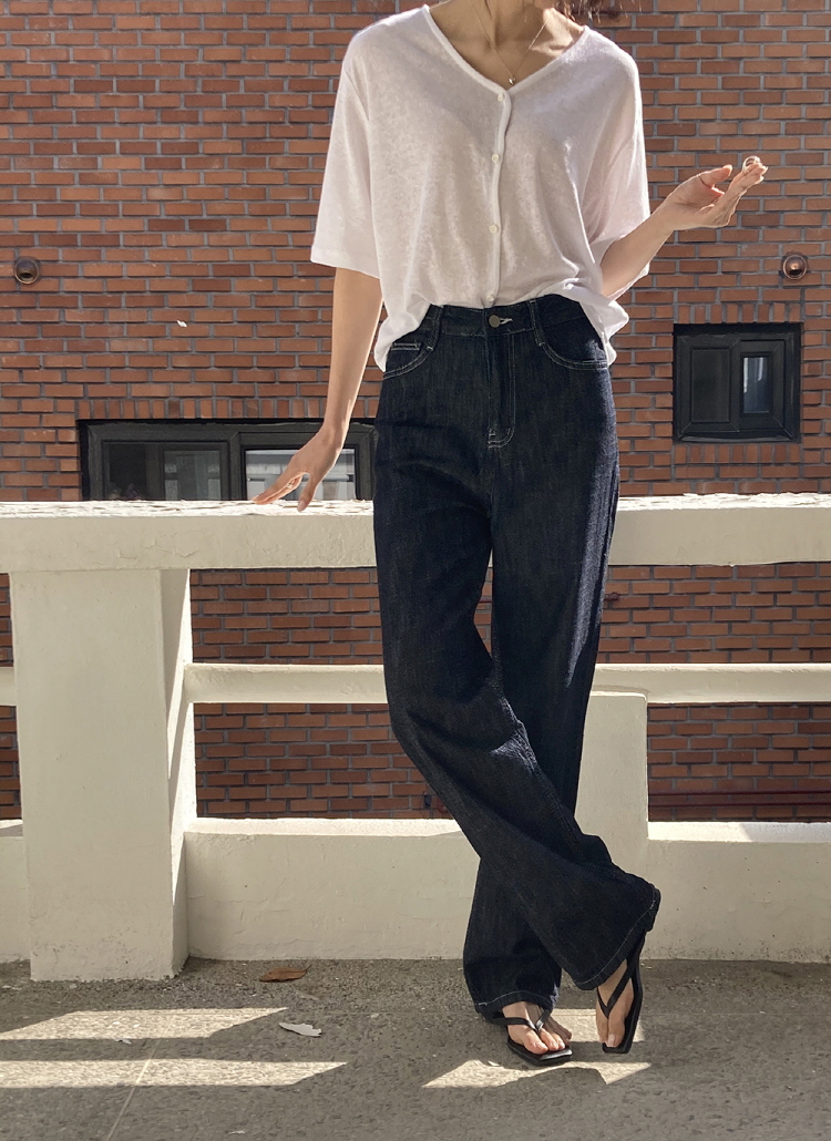 PT05 ダークブルーデニム ストレートパンツ 36 セール】【骨格ストレートさん向け】センタープレスストレート