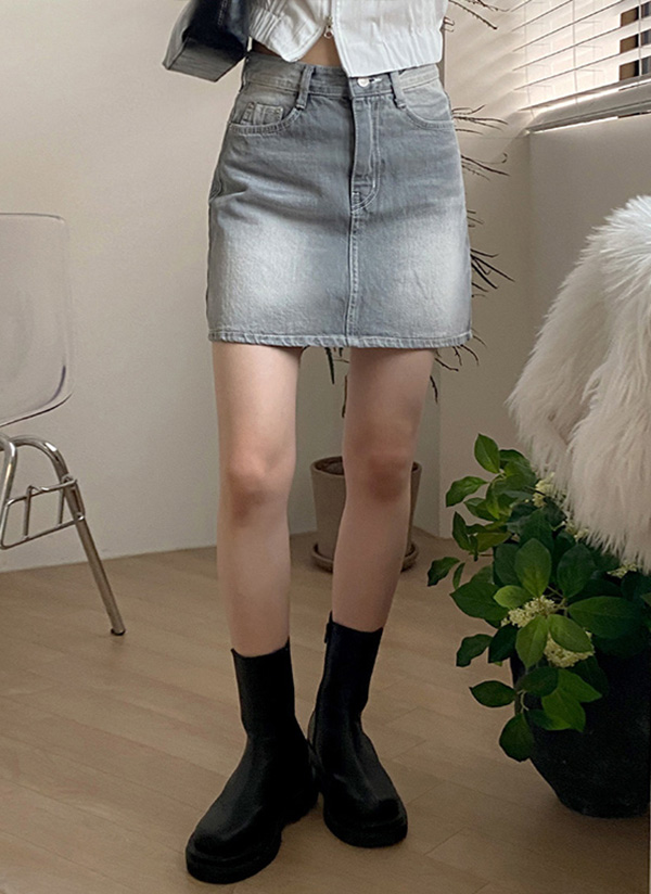 ビンテージ風グレーデニムスカート | レディースファッション通販 - DHOLIC
