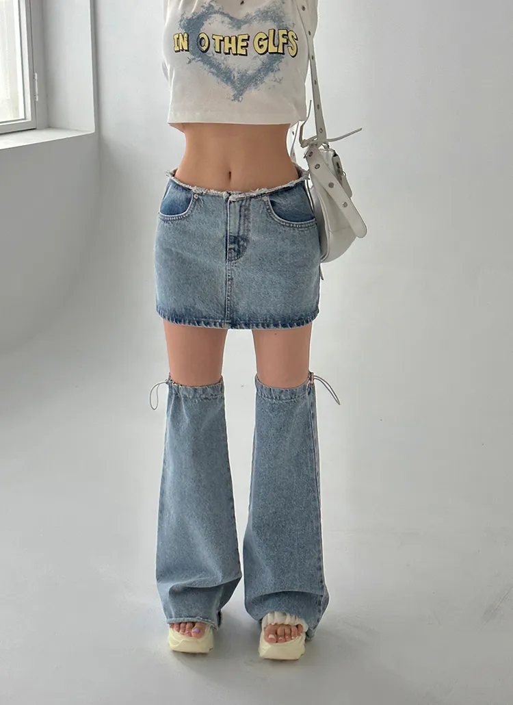 レッグウォーマー付ミニデニムスカート | レディースファッション通販  