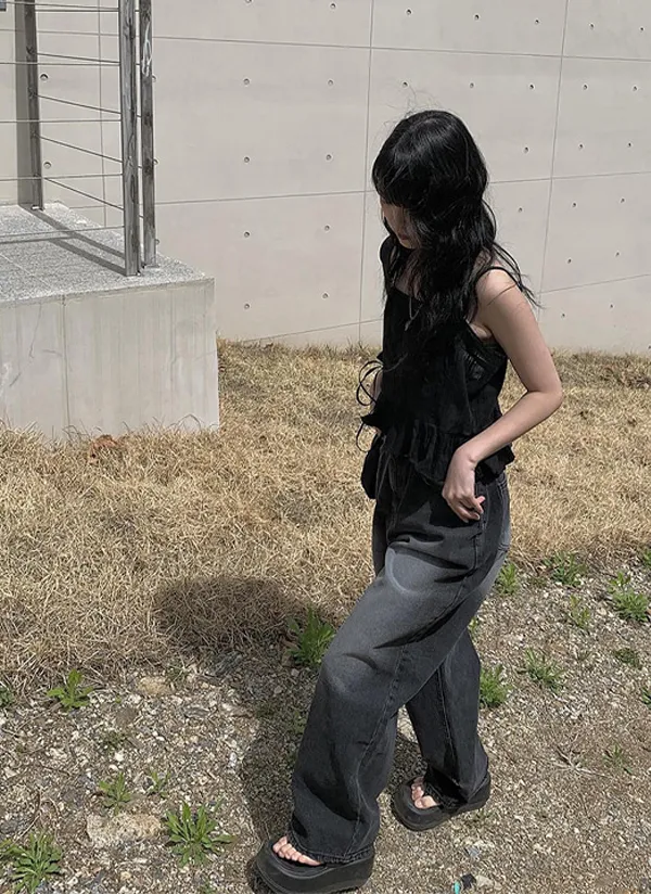 ウォッシングワイドロングデニムパンツ | anyonemore | 詳細画像1