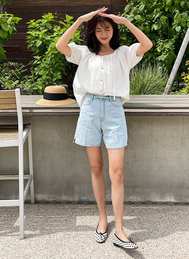 サイドスリットデニムショートパンツ | レディースファッション通販