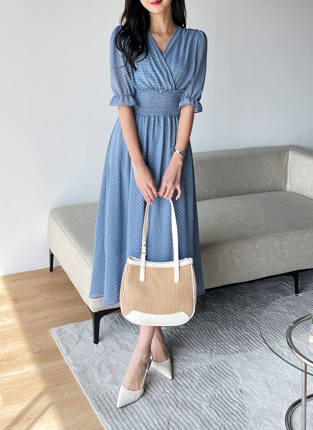 ドットシャーリングワンピース | レディースファッション通販