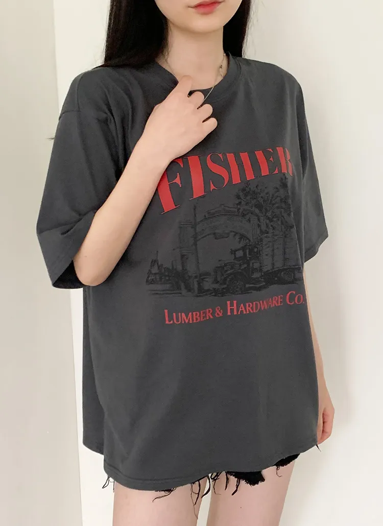 FISHERプリントオーバーTシャツ | thepink | 詳細画像1