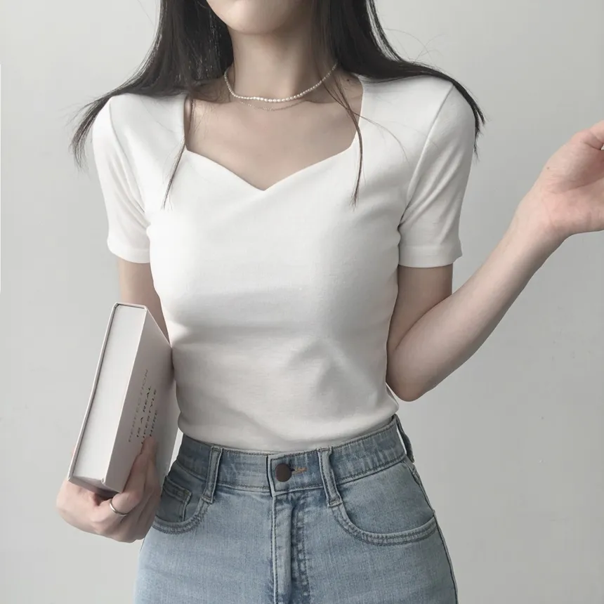 ハートネッククロップド半袖Tシャツ | lilisense | 詳細画像6
