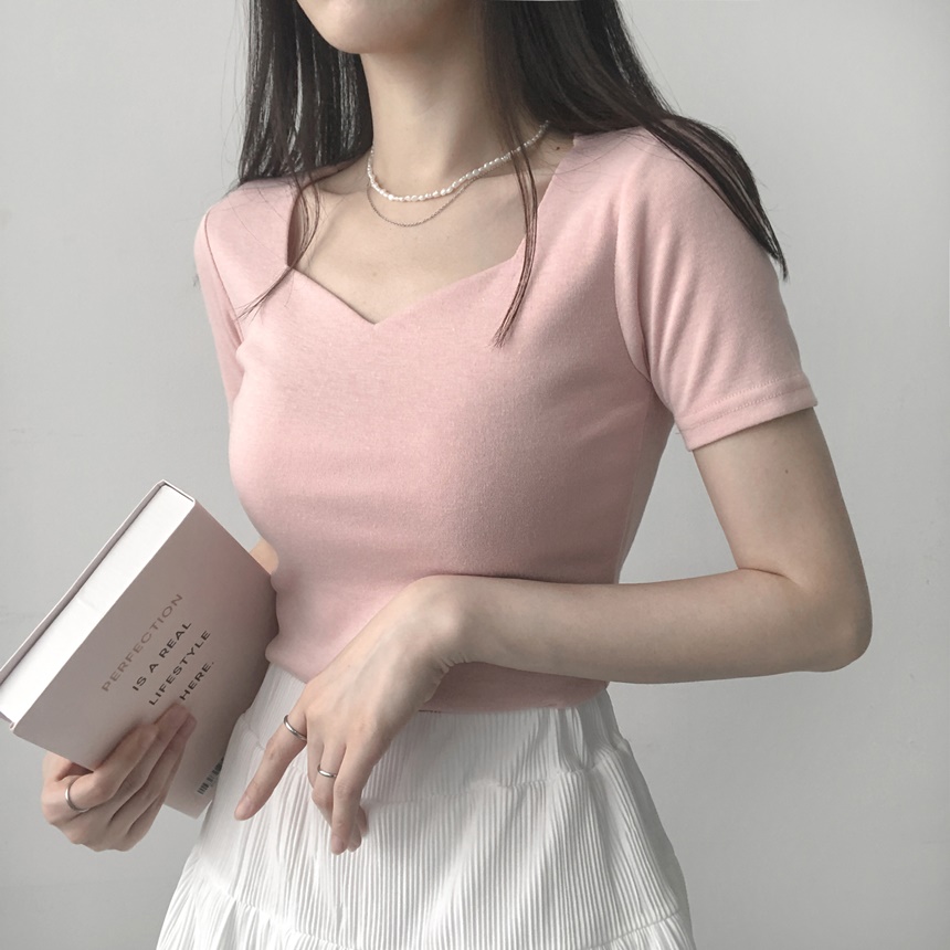 ハートネッククロップド半袖Tシャツ | lilisense | 詳細画像18